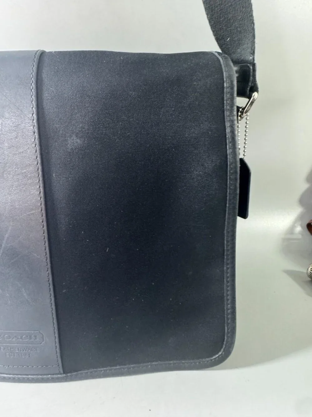 Authentic Coach #6411 Black Canvas with Leather Accents messenger Bag
